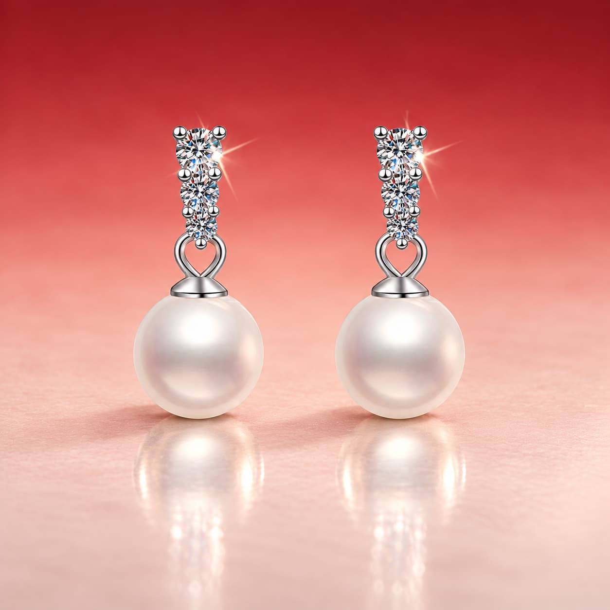 Luna Series · Pearl Drop Stud Earrings — Sterling Silver — image 1