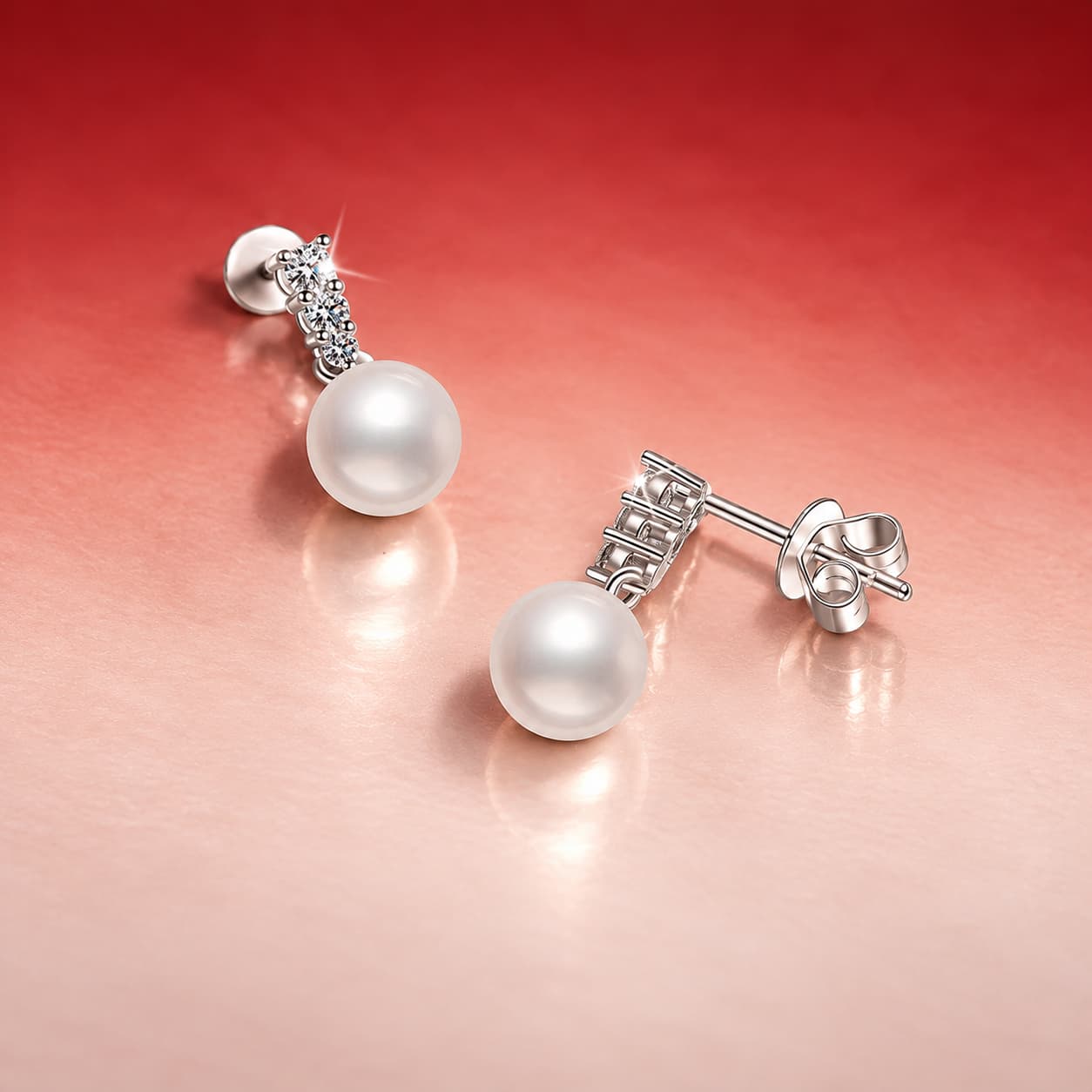 Luna Series · Pearl Drop Stud Earrings — Sterling Silver — image 4