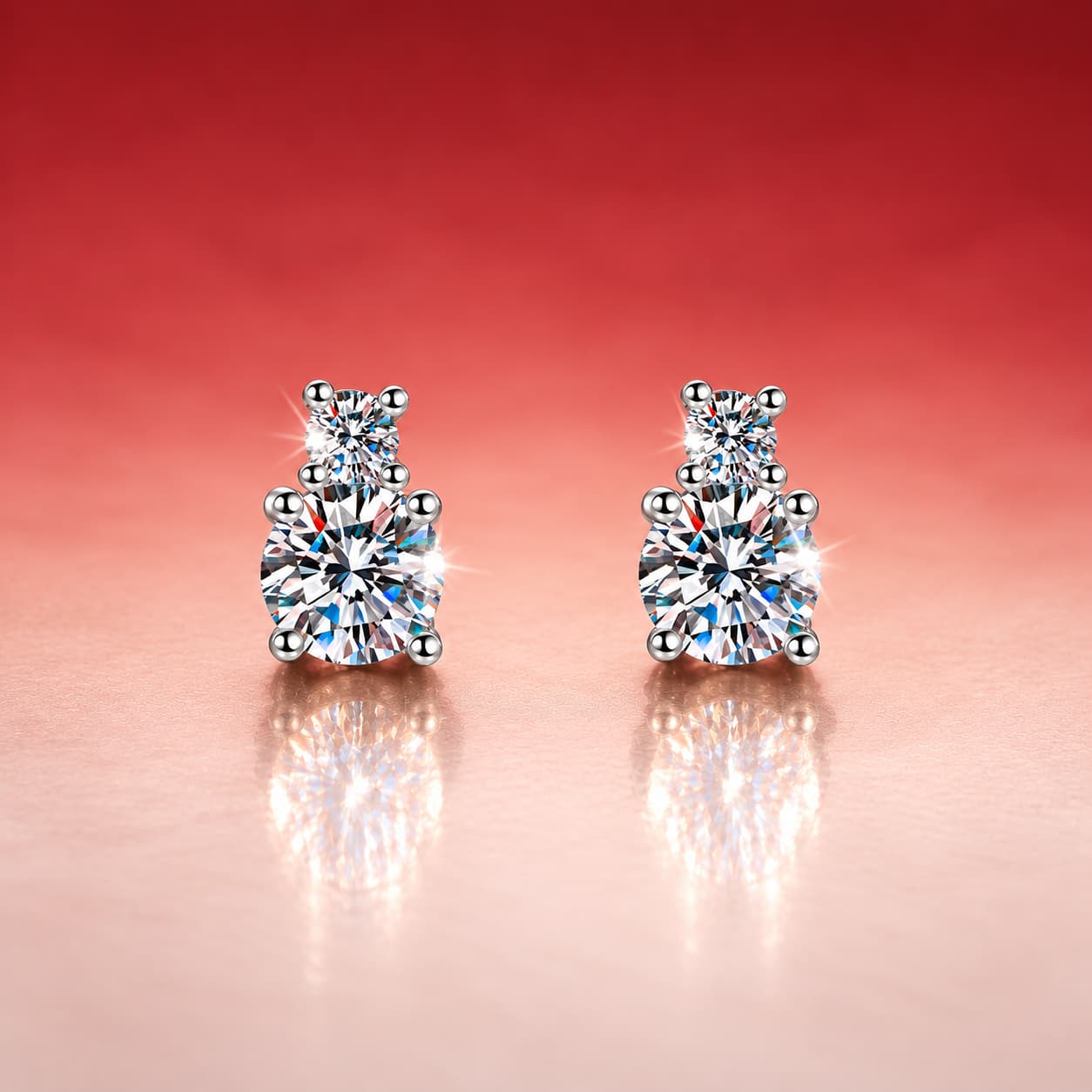 Luna Series · Two-Stone Stud Earrings — Sterling Silver — image 1