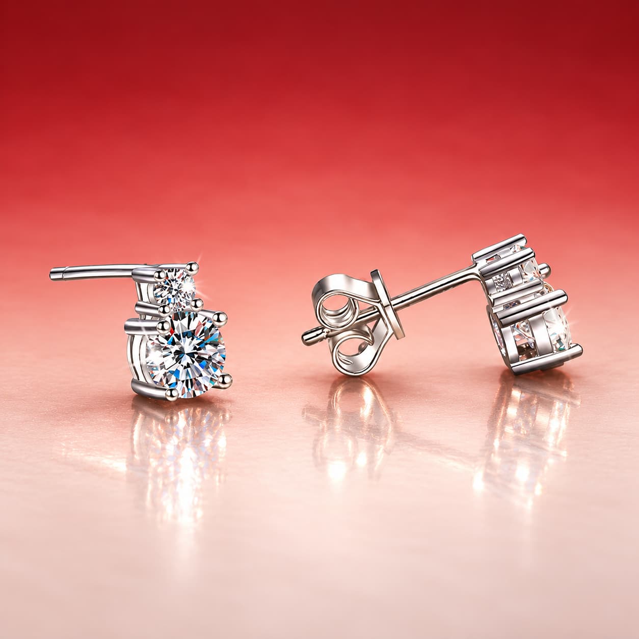 Luna Series · Two-Stone Stud Earrings — Sterling Silver — image 3