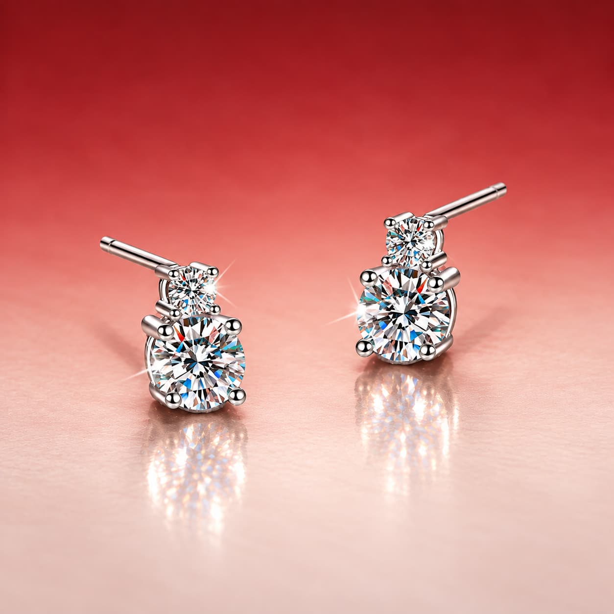 Luna Series · Two-Stone Stud Earrings — Sterling Silver — image 4