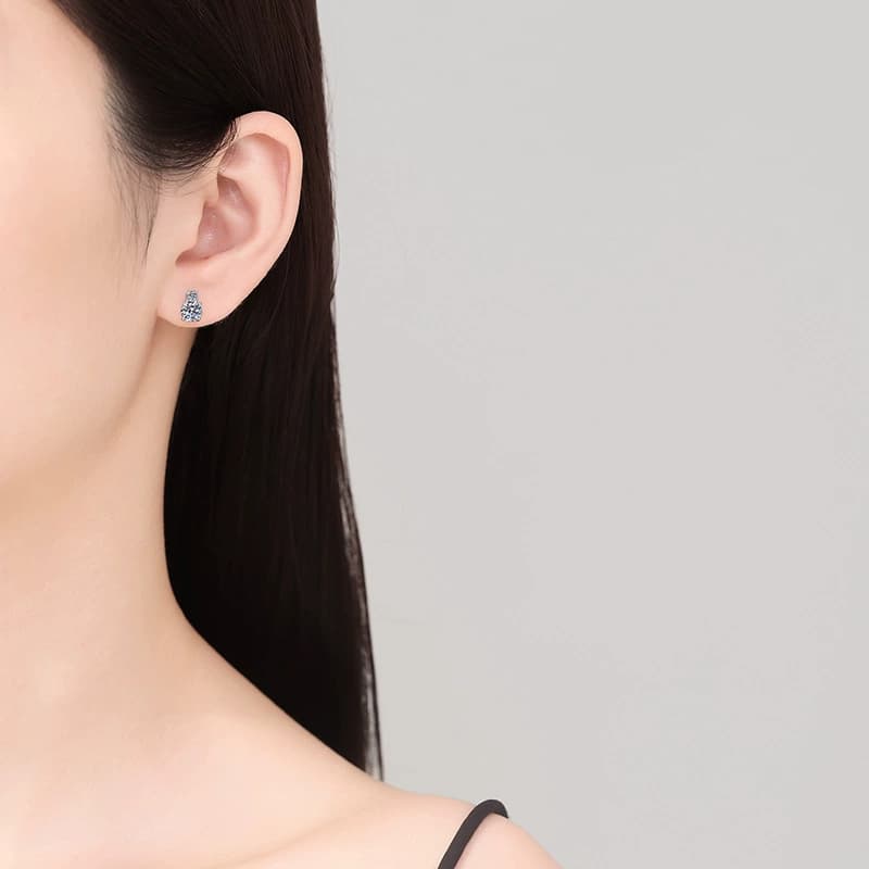 Luna Series · Two-Stone Stud Earrings — Sterling Silver — image 2