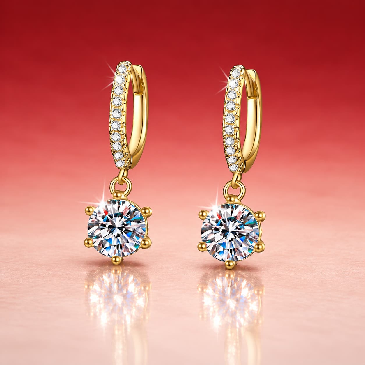 Sol Series · Six-Prong Solitaire Drop Earrings — Sterling Silver — image 1