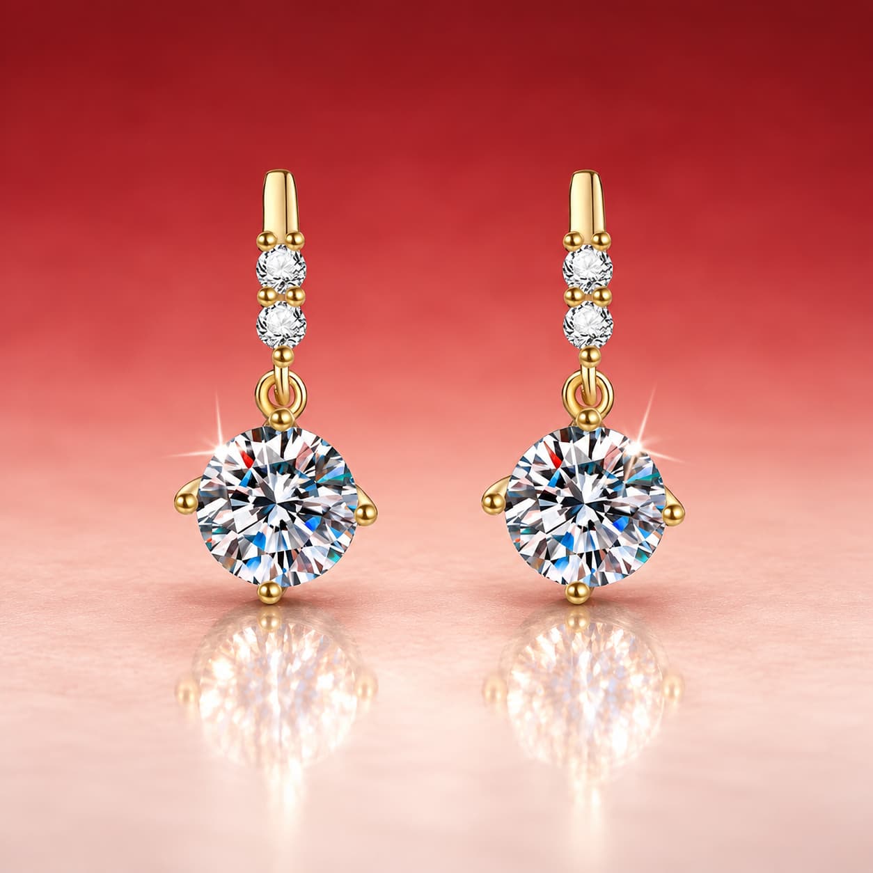 Sol Series · Two-Stone Accent Solitaire Drop Earrings — Sterling Silver — image 1
