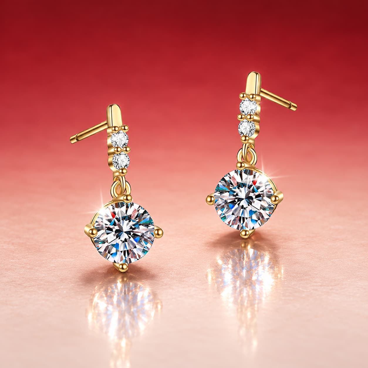 Sol Series · Two-Stone Accent Solitaire Drop Earrings — Sterling Silver — image 3