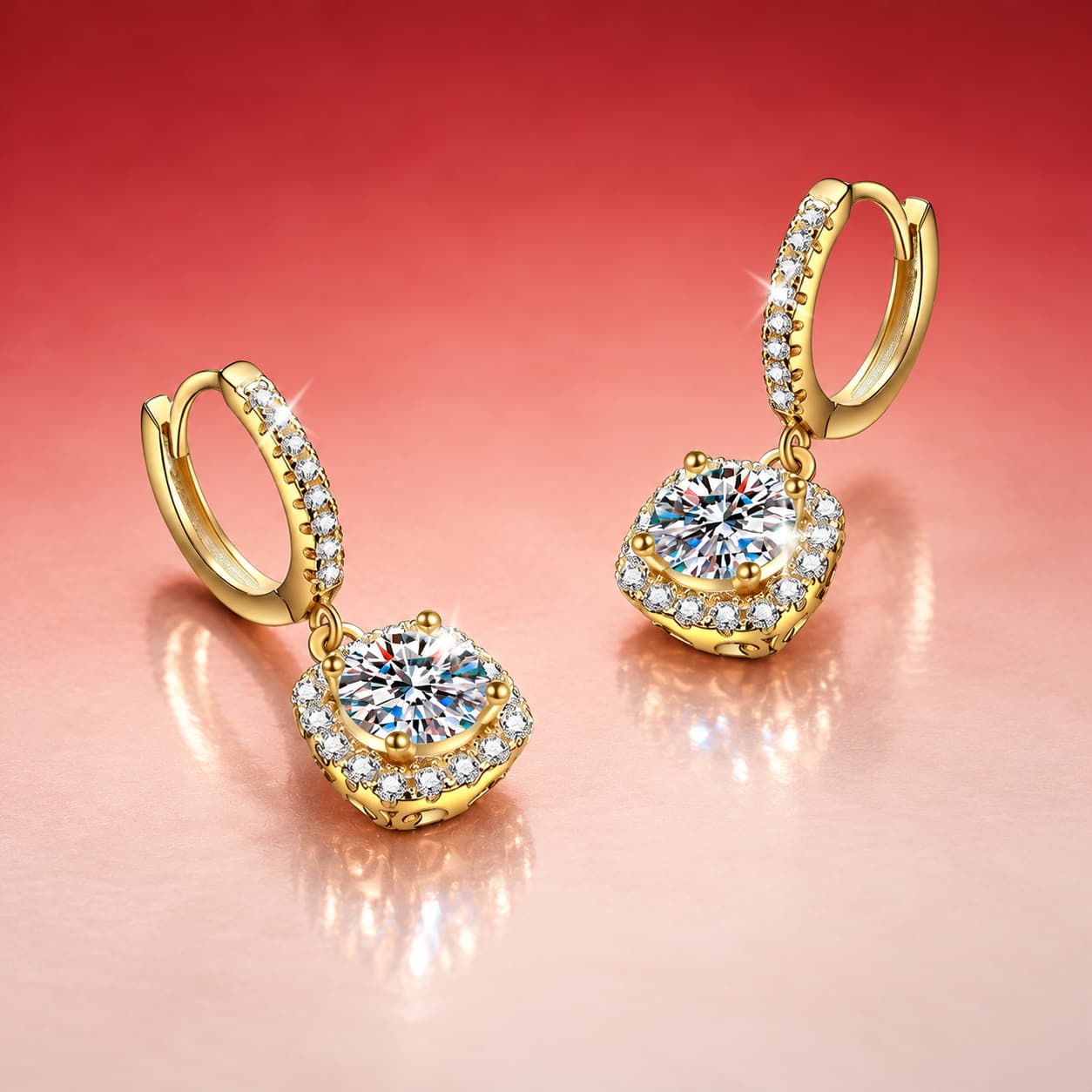 Sol Series · Cushion-Halo Drop Earrings — Sterling Silver — image 3