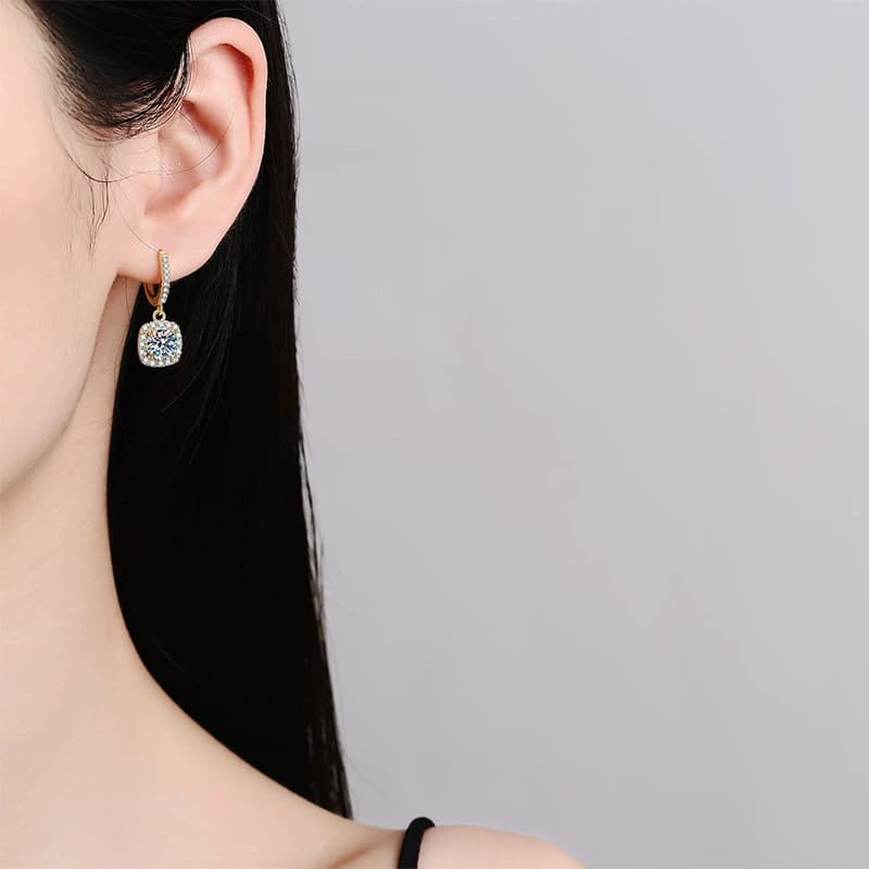Sol Series · Cushion-Halo Drop Earrings — Sterling Silver — image 2
