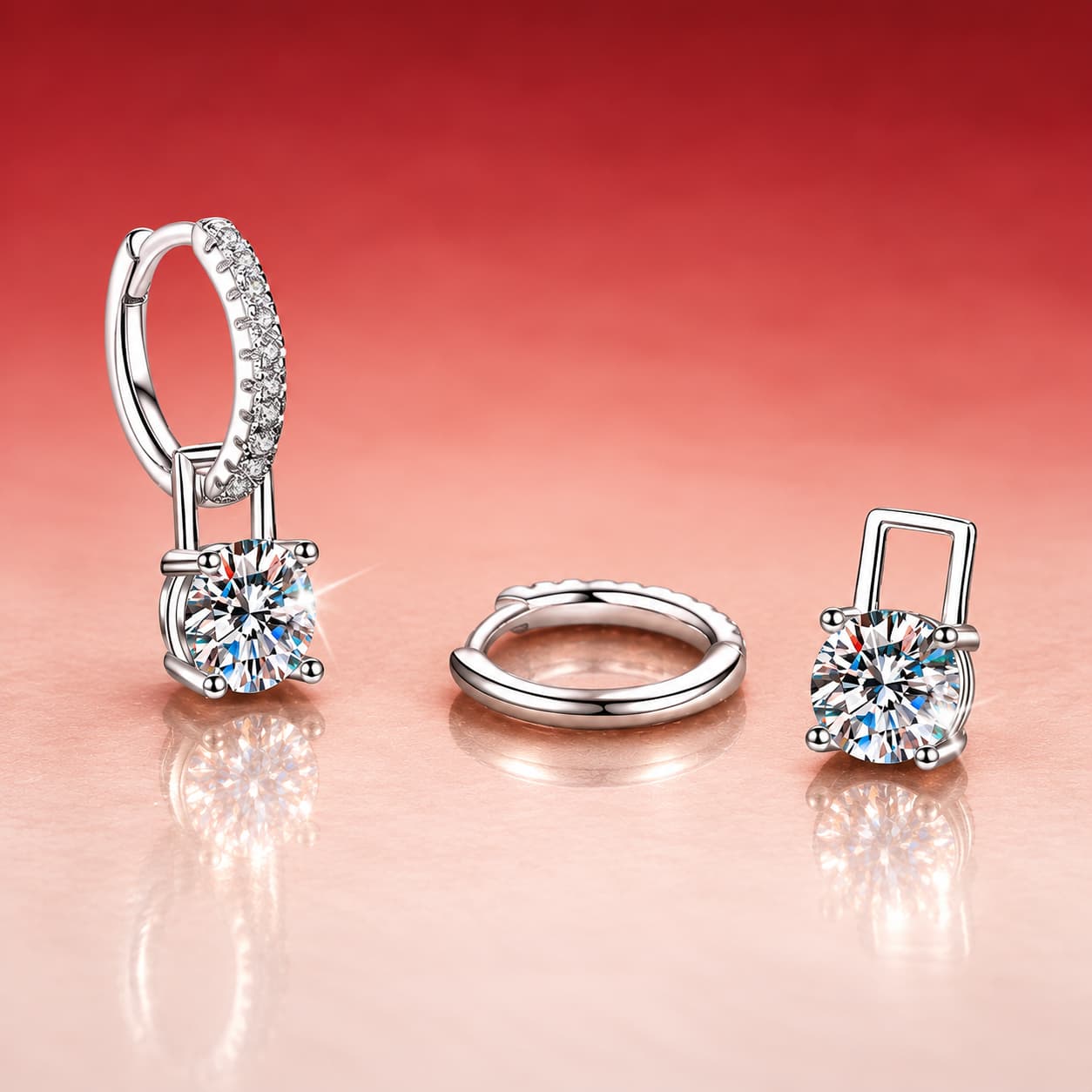 Luna Series · Two-Way Huggie Earrings — Sterling Silver — image 4