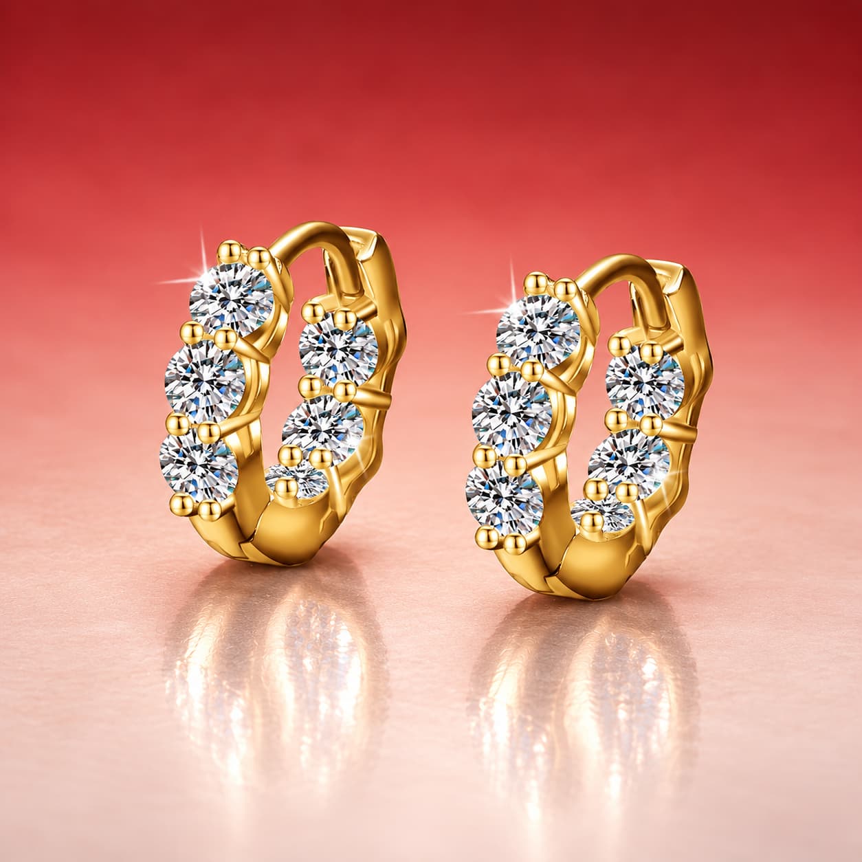Sol Series · Six-Stone Huggie Earrings — Sterling Silver — image 1