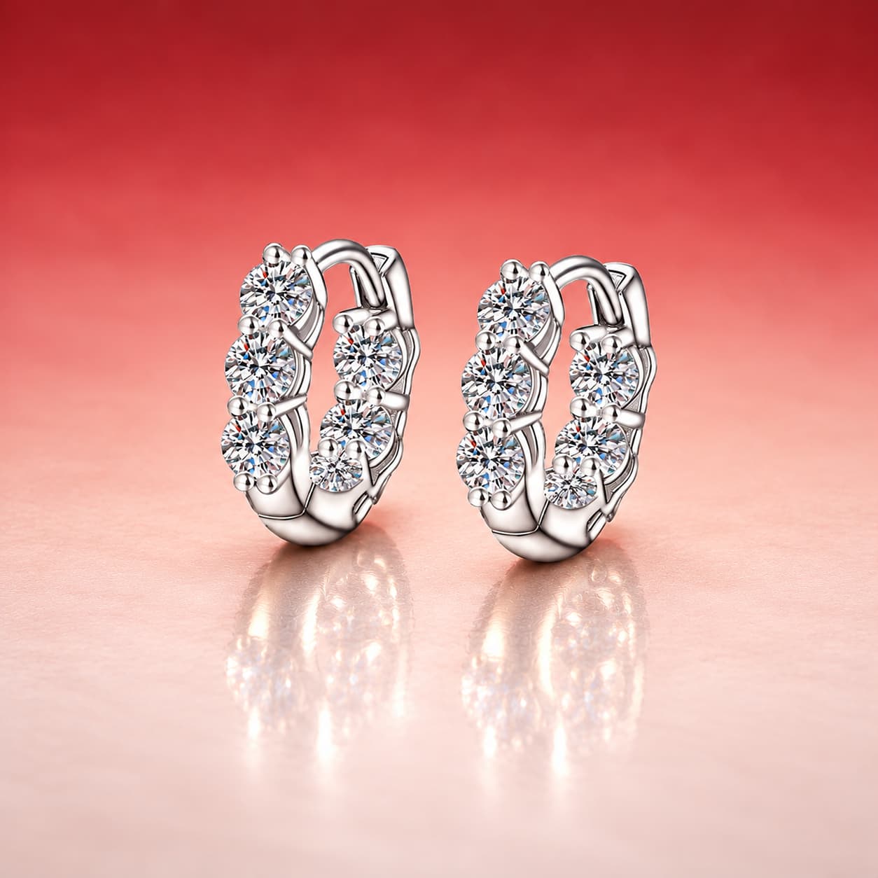 Sol Series · Six-Stone Huggie Earrings — Sterling Silver — image 3