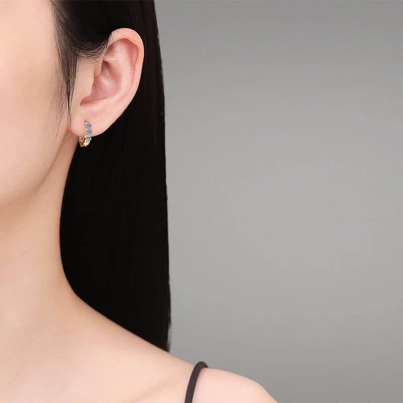 Sol Series · Six-Stone Huggie Earrings — Sterling Silver — image 2