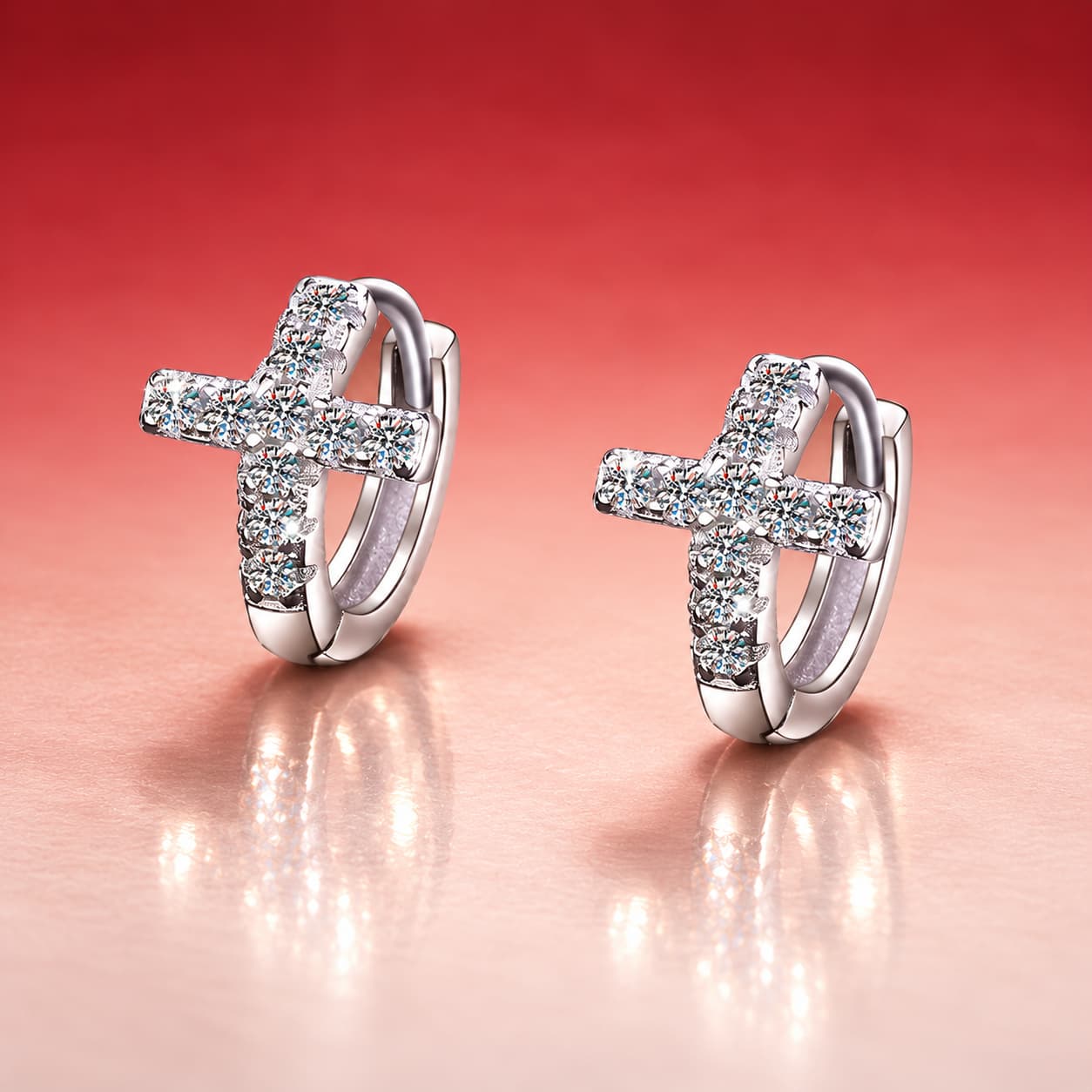 Stella Series · Cross Huggie Earrings — Sterling Silver — image 1