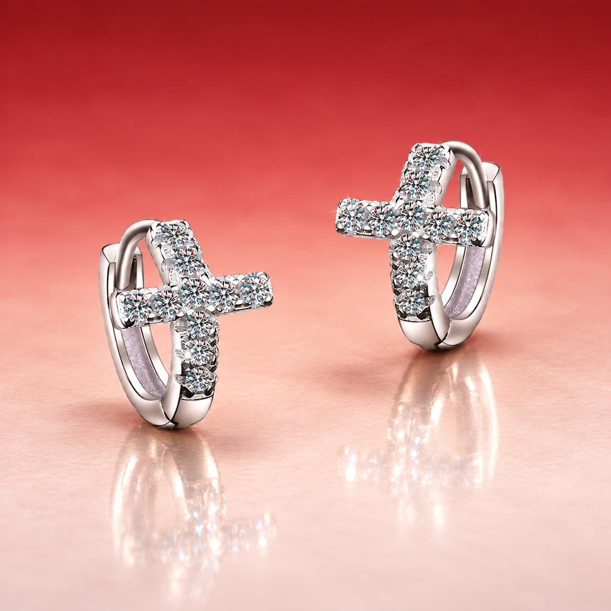Stella Series · Cross Huggie Earrings — Sterling Silver — image 3