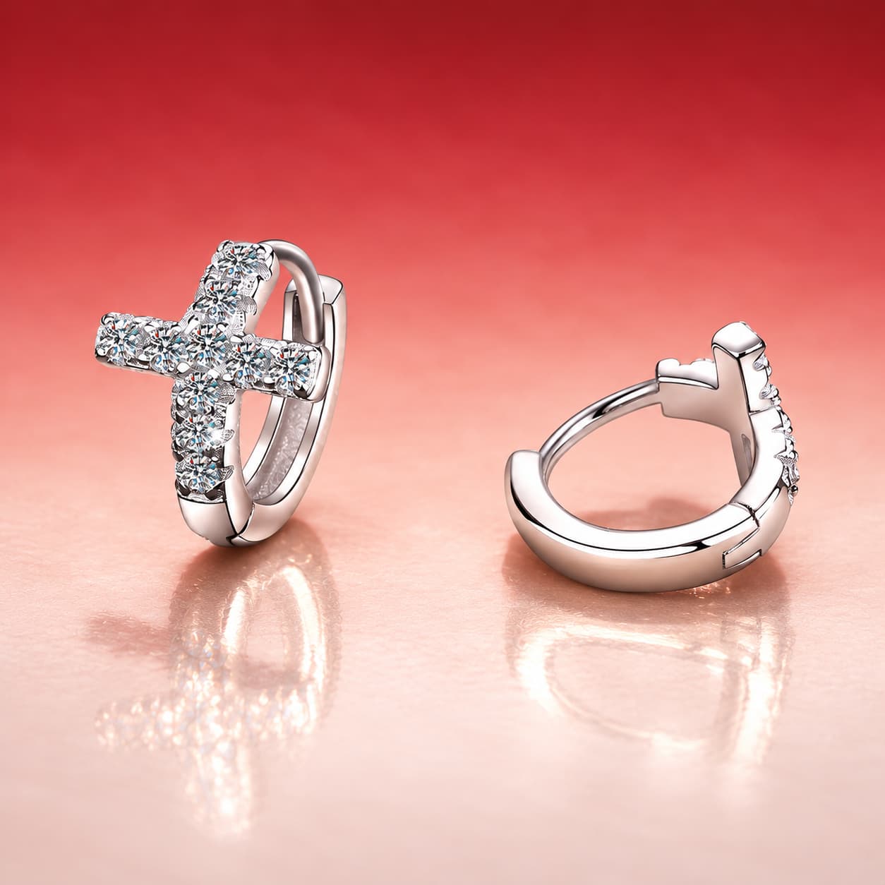 Stella Series · Cross Huggie Earrings — Sterling Silver — image 4