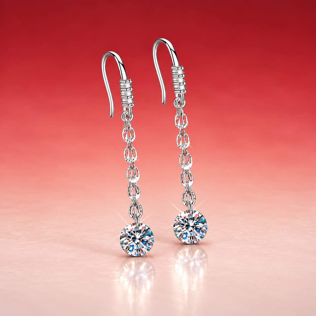 Luna Series · Phoenix-Tail Chain Drop Earrings — Sterling Silver — image 1