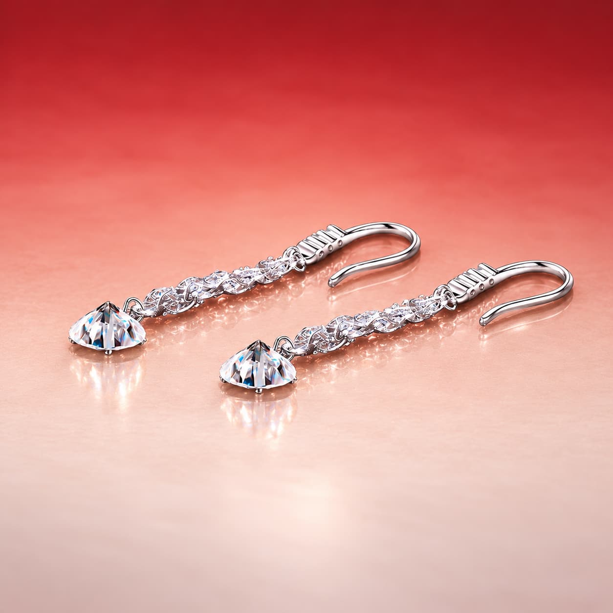 Luna Series · Phoenix-Tail Chain Drop Earrings — Sterling Silver — image 4