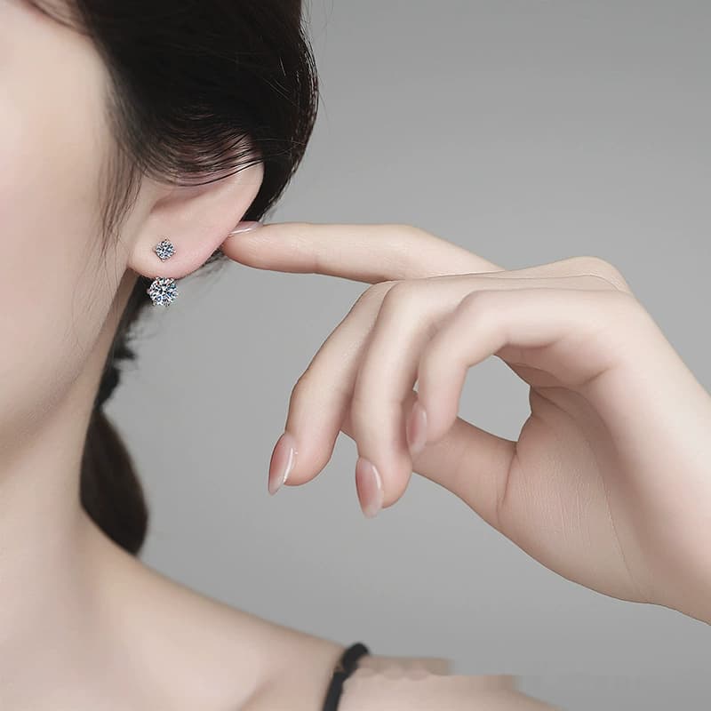 Luna Series · Two-Way Drop Stud Earrings — Sterling Silver — image 2