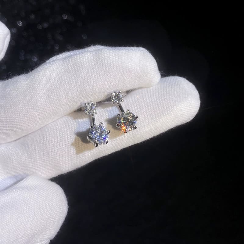 Luna Series · Two-Way Drop Stud Earrings — Sterling Silver — image 4