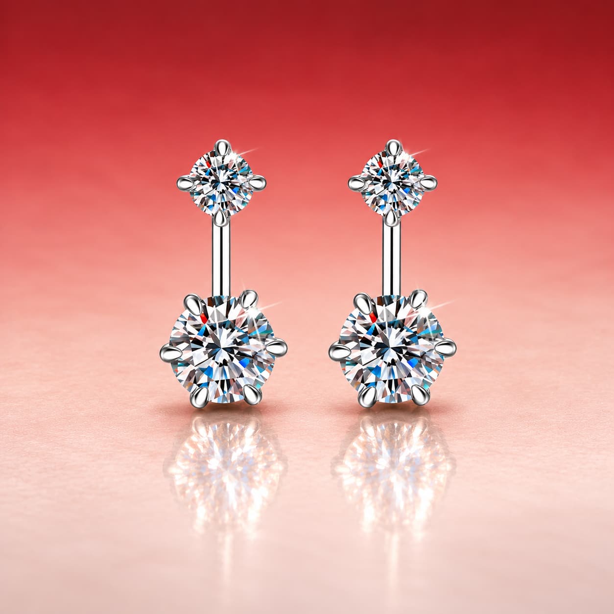 Luna Series · Two-Way Drop Stud Earrings — Sterling Silver — image 3