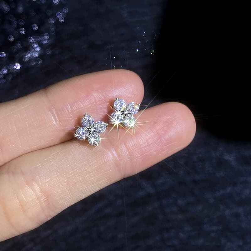 Luna Series · Clover Screw-Back Stud Earrings — Sterling Silver — image 4
