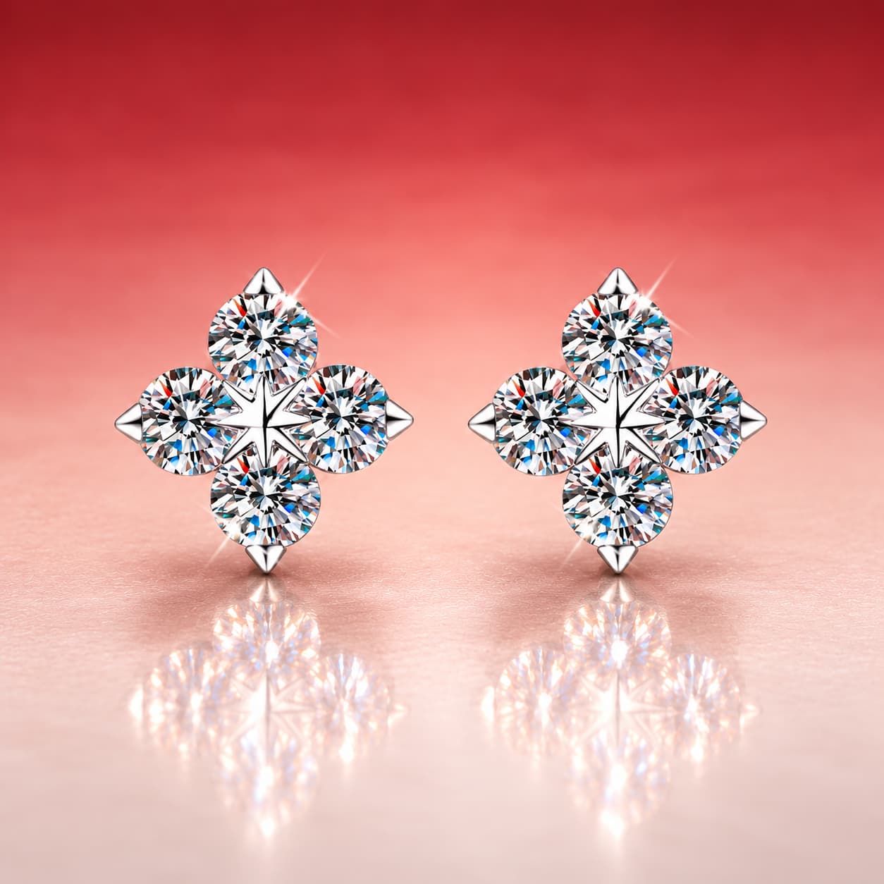 Luna Series · Clover Screw-Back Stud Earrings — Sterling Silver — image 3