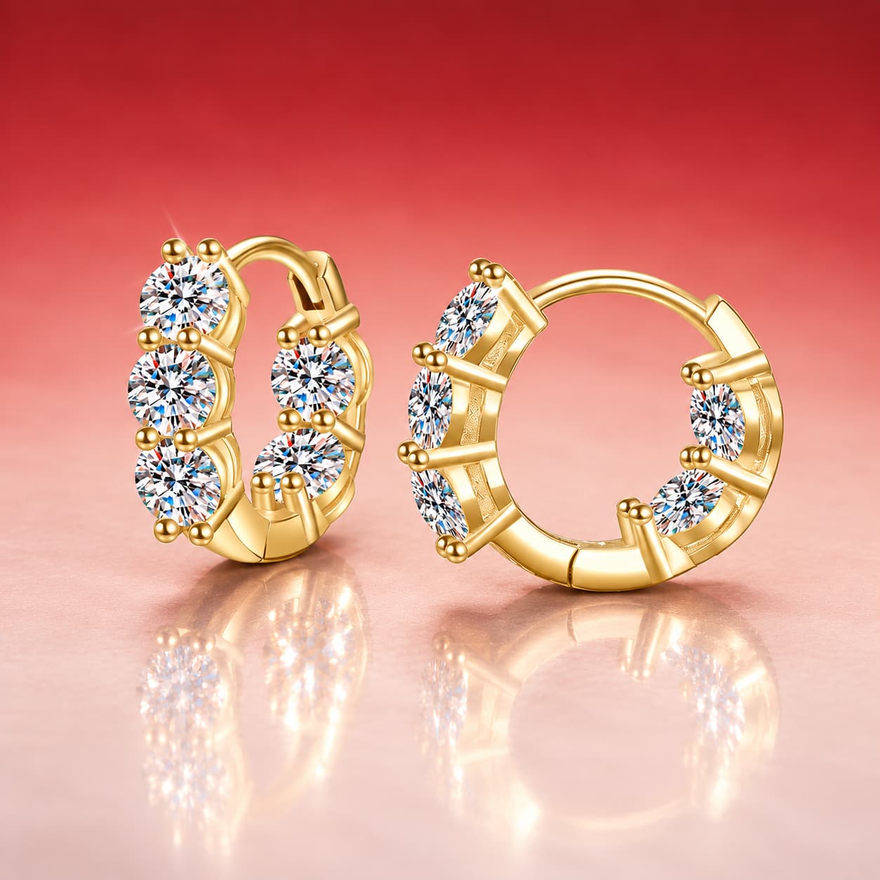 Luna Series · Double-Sided Stone-Set Huggie Hoop Earrings — Sterling Silver — image 4