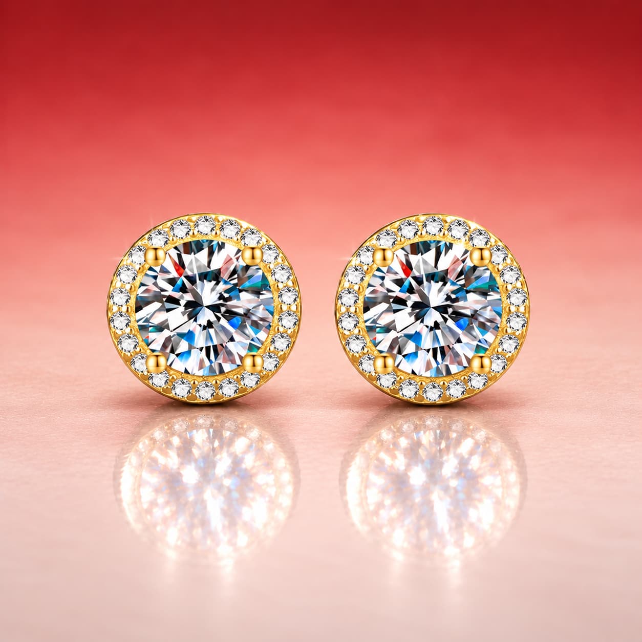 Luna Series · Round Halo Stud Earrings — 925 Sterling Silver — image 1