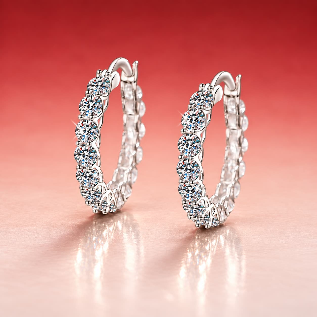 Luna Series · Scalloped Pavé Hoop Earrings — Sterling Silver — image 3