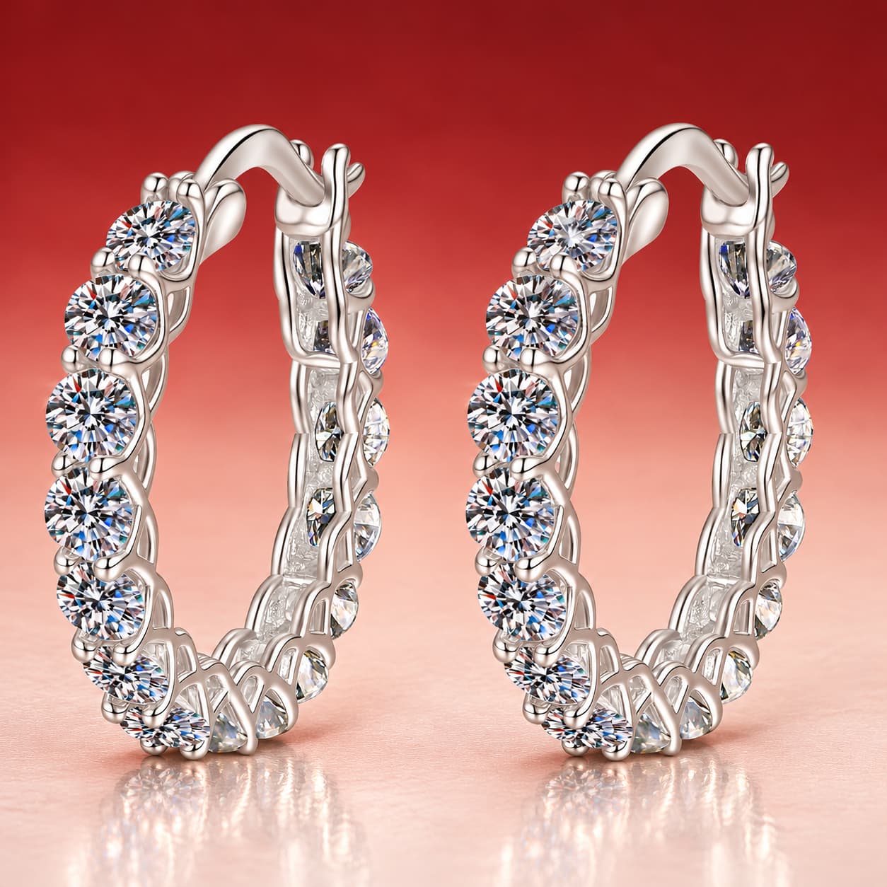 Luna Series · Scalloped Pavé Hoop Earrings — Sterling Silver — image 4