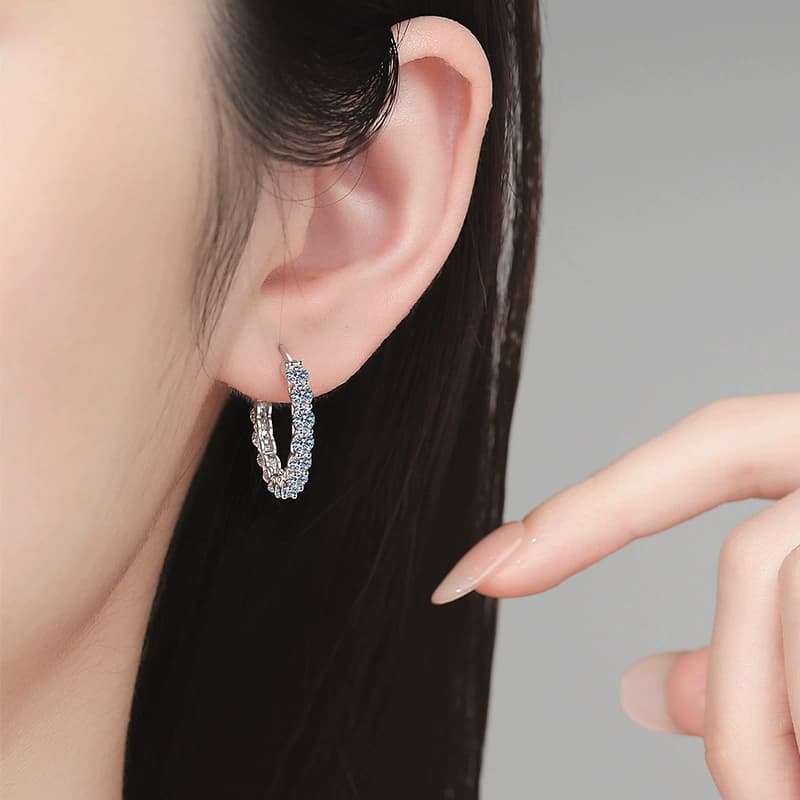Luna Series · Scalloped Pavé Hoop Earrings — Sterling Silver — image 2