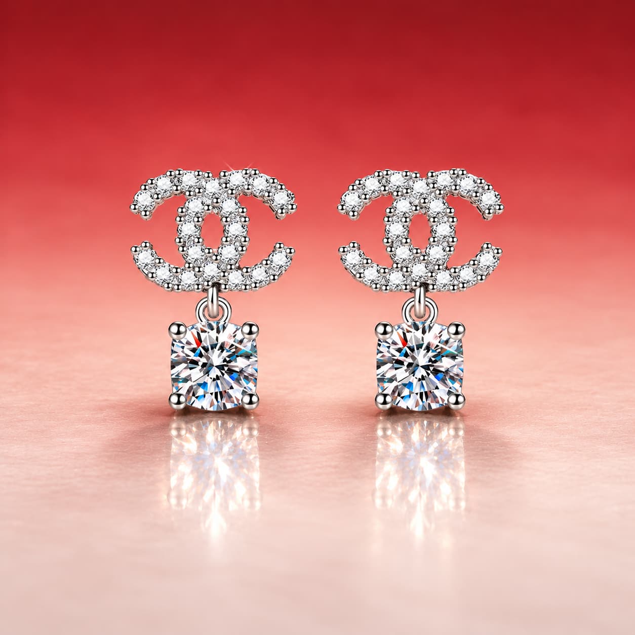 Interlocking-C Drop Earrings — 925 Sterling Silver — image 1