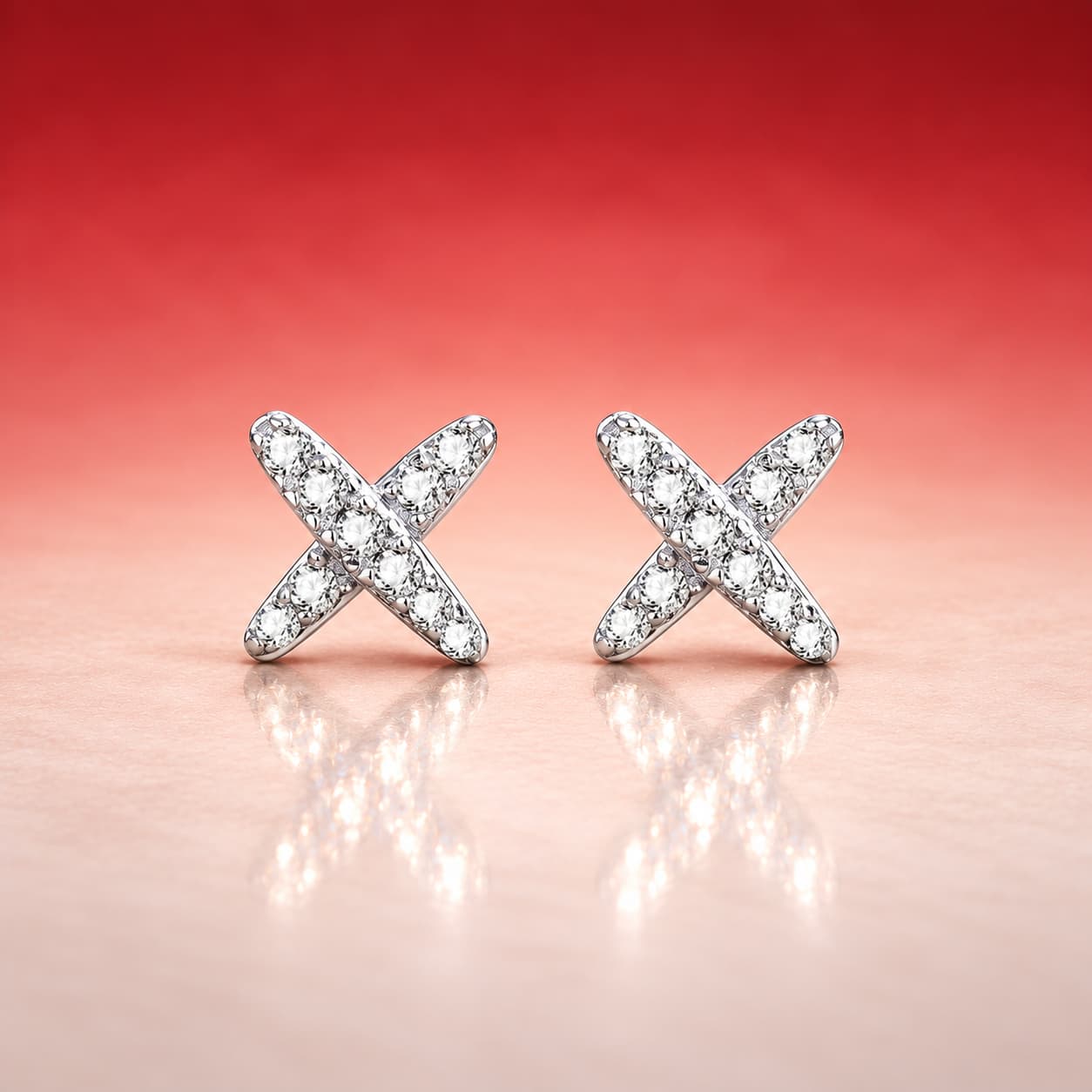 Crossed X Stud Earrings — 925 Sterling Silver — image 1