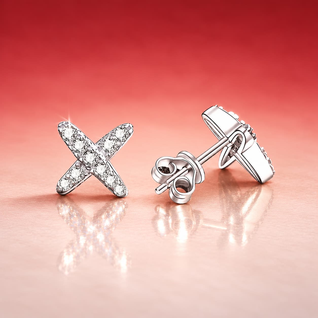 Crossed X Stud Earrings — 925 Sterling Silver — image 3