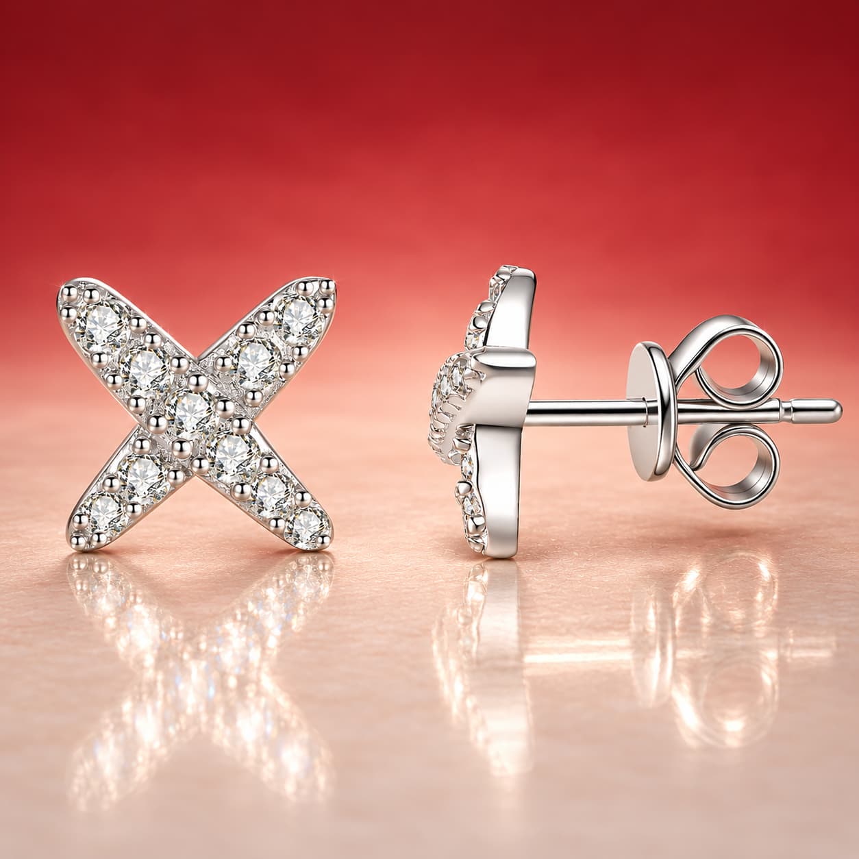 Crossed X Stud Earrings — 925 Sterling Silver — image 4