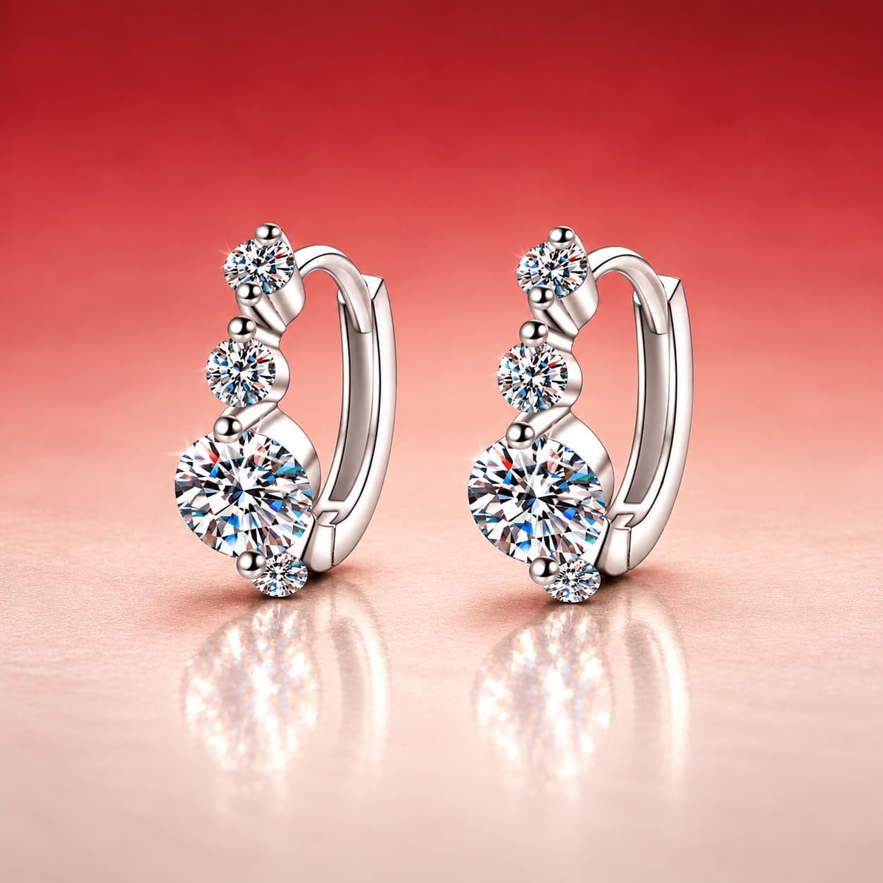 Double-Loop Drop Huggie Earrings — 925 Sterling Silver — image 1