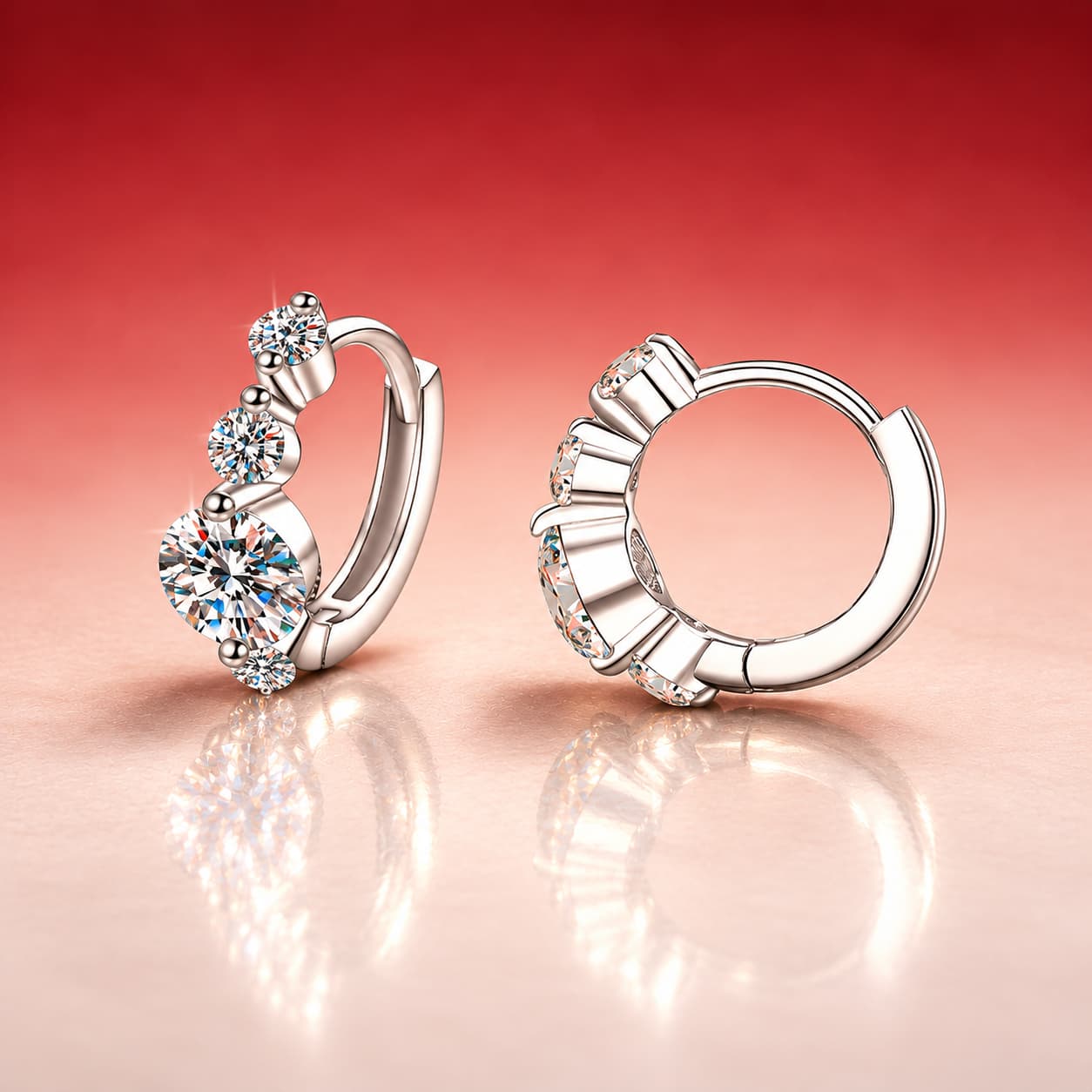 Double-Loop Drop Huggie Earrings — 925 Sterling Silver — image 3