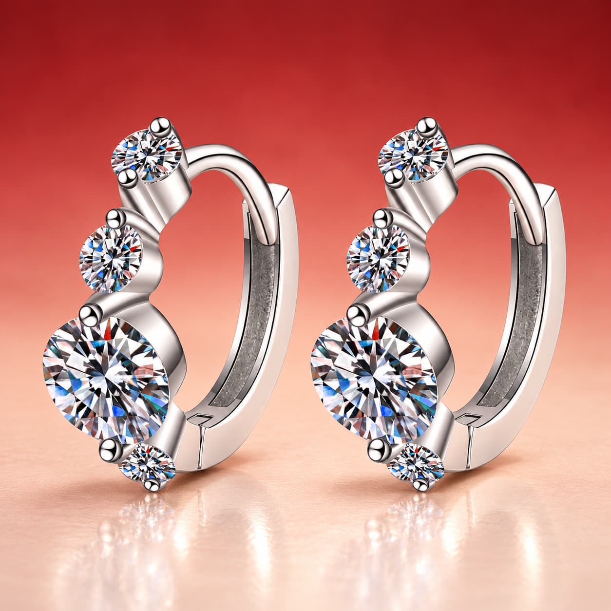 Double-Loop Drop Huggie Earrings — 925 Sterling Silver — image 4