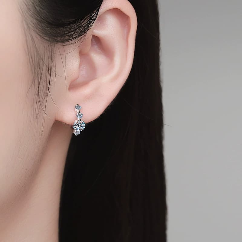 Double-Loop Drop Huggie Earrings — 925 Sterling Silver — image 2