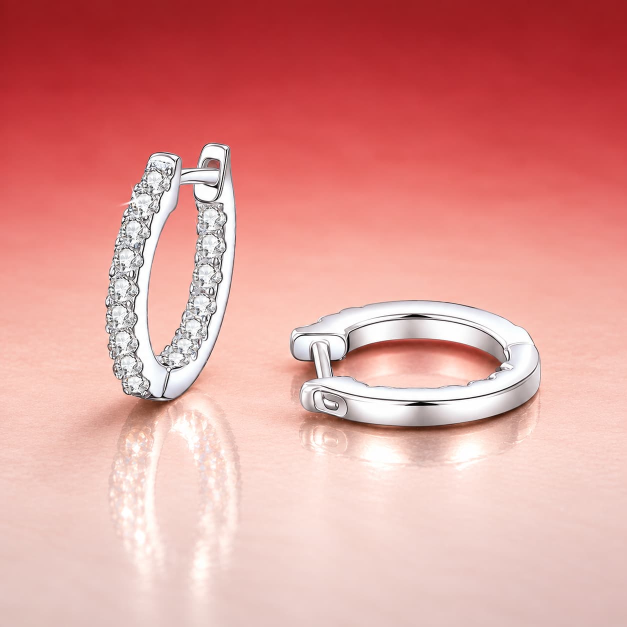 Pavé Huggie Hoop Earrings — 925 Sterling Silver — image 1
