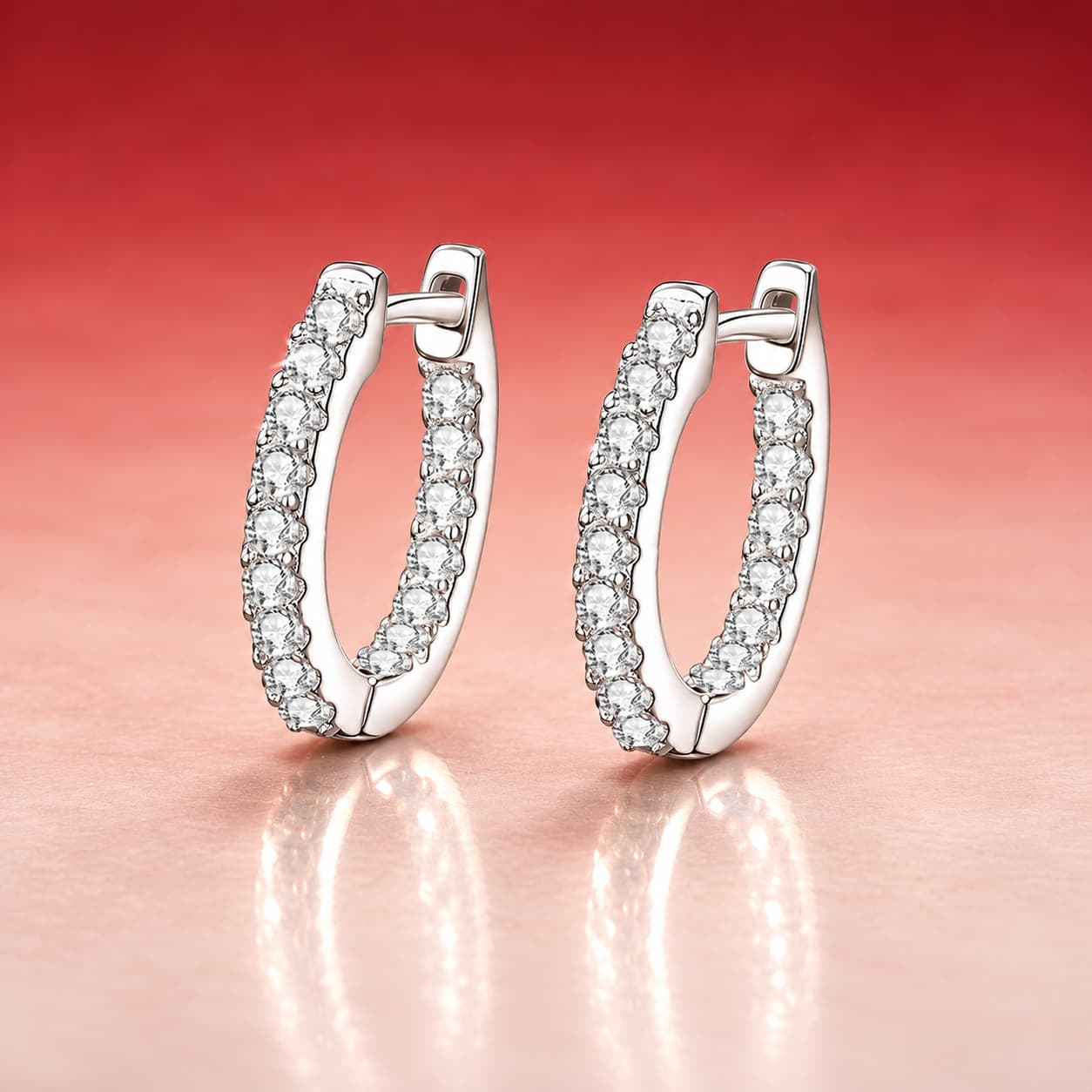 Pavé Huggie Hoop Earrings — 925 Sterling Silver — image 3
