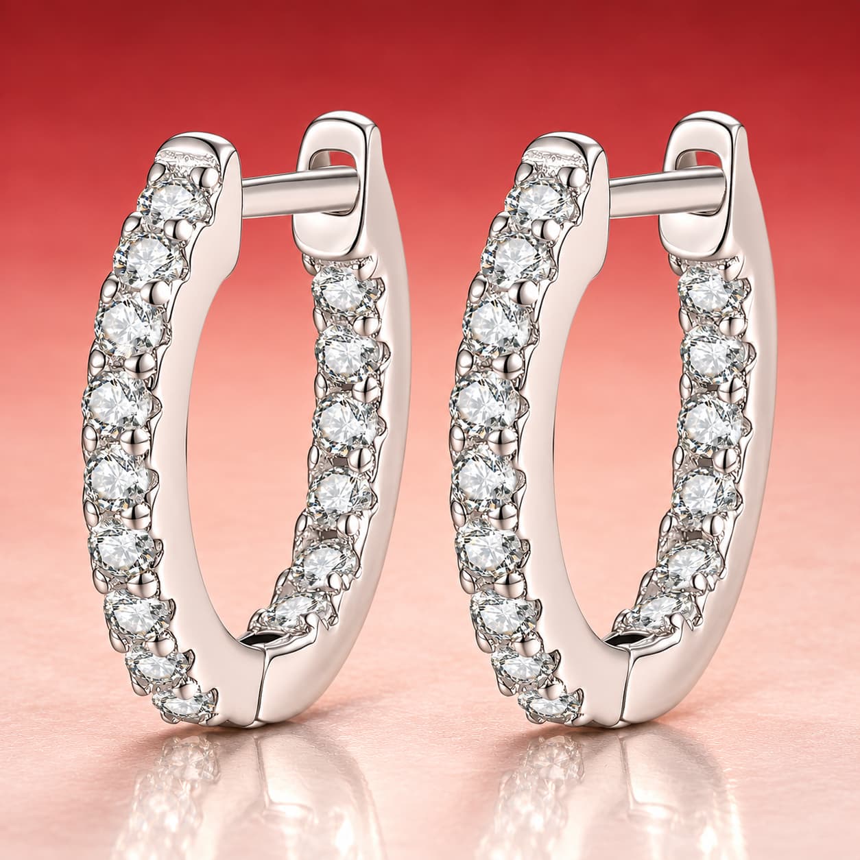 Pavé Huggie Hoop Earrings — 925 Sterling Silver — image 4