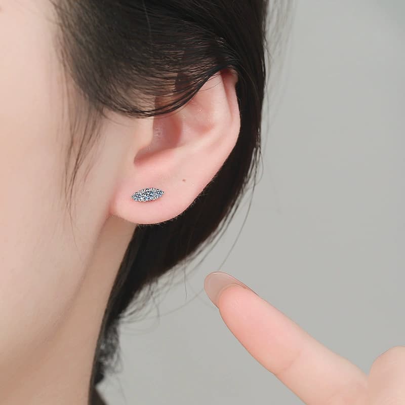 Three-Stone Cluster Stud Earrings — 925 Sterling Silver — image 2