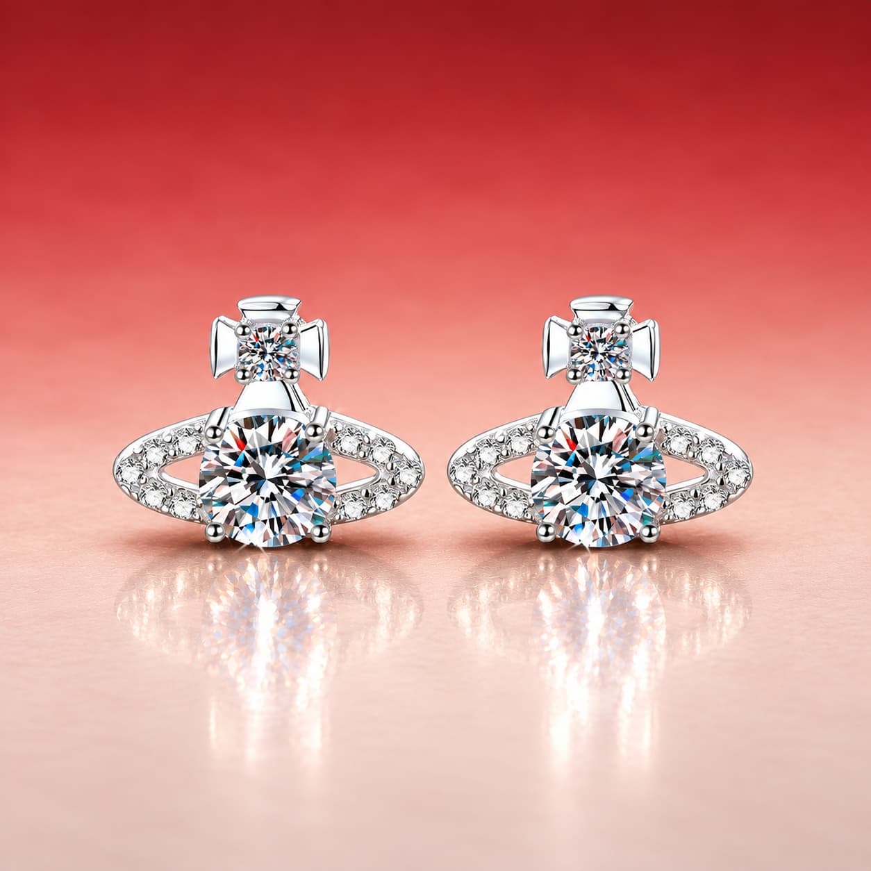 Orbit-Inspired Stud Earrings — 925 Sterling Silver — image 1