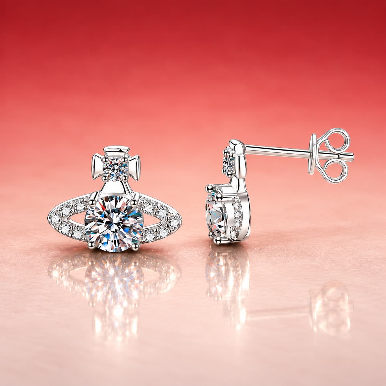 Orbit-Inspired Stud Earrings — 925 Sterling Silver — image 3