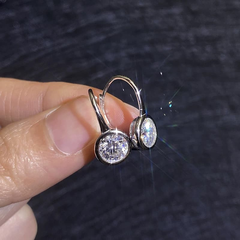 Round-Bezel Drop Earrings — 925 Sterling Silver — image 3