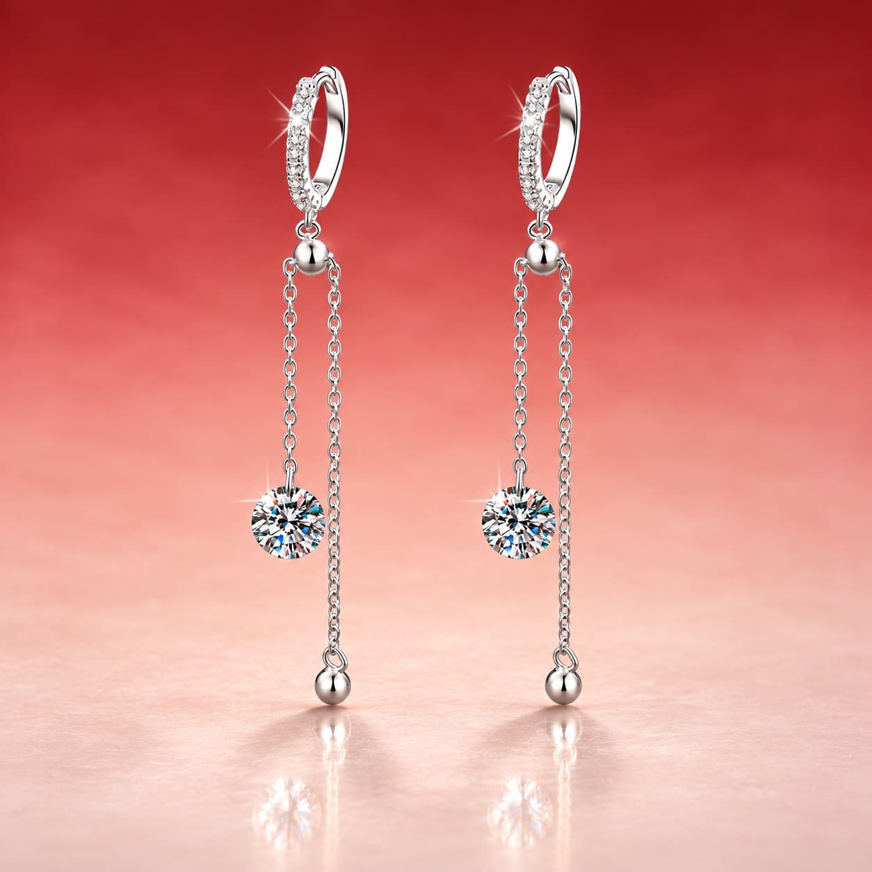 Chain-Drop Huggie Earrings — 925 Sterling Silver — image 1