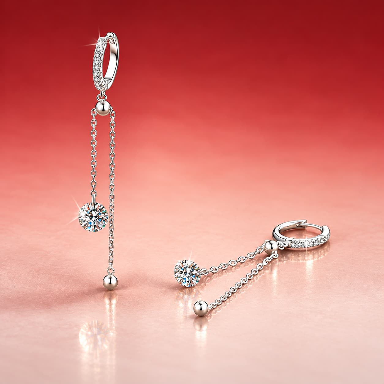 Chain-Drop Huggie Earrings — 925 Sterling Silver — image 3