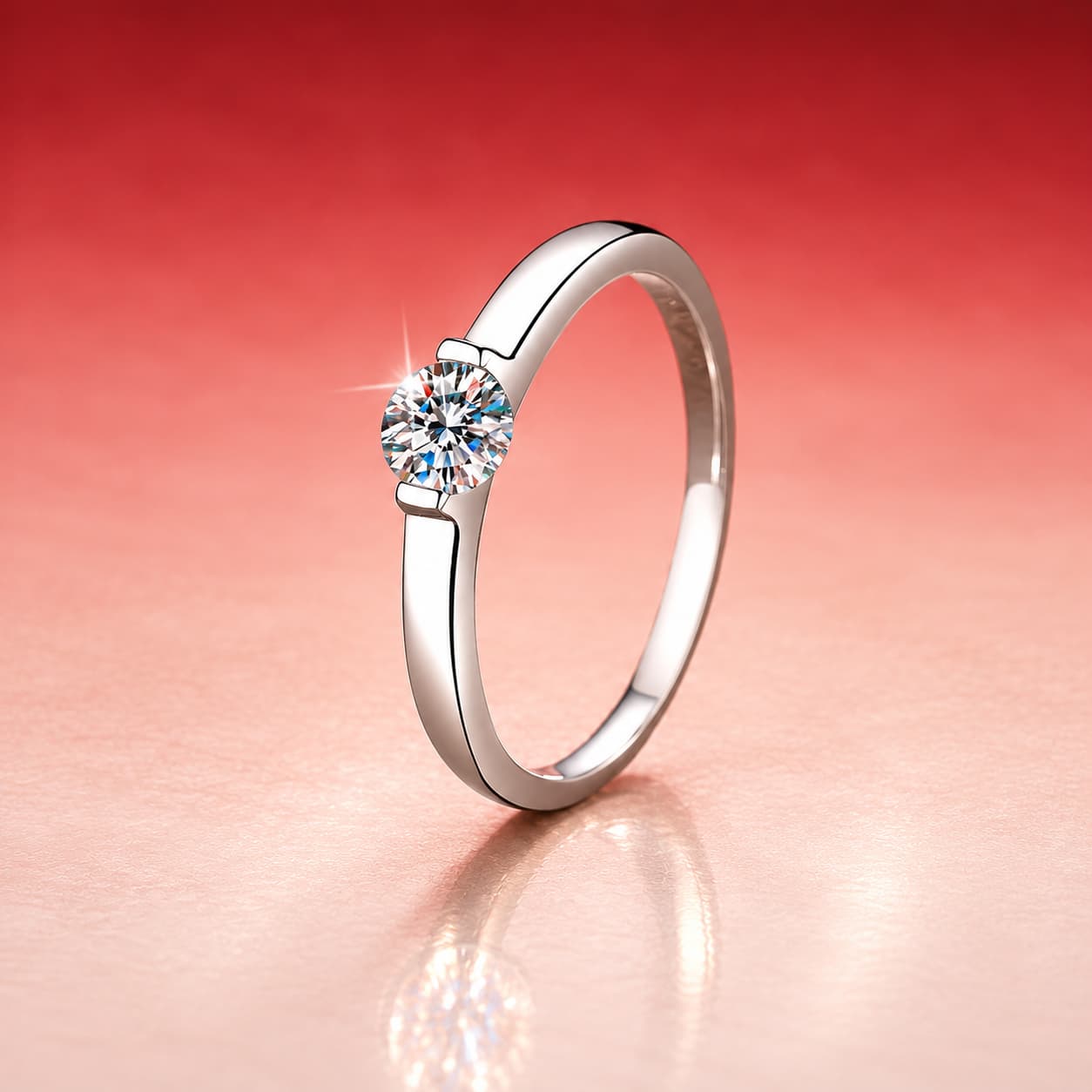 Round Solitaire Ring — 925 Sterling Silver — image 1