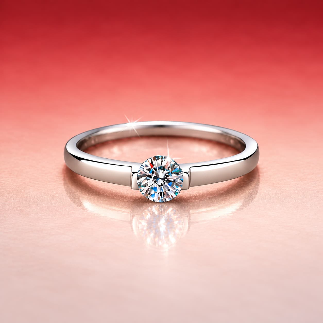 Round Solitaire Ring — 925 Sterling Silver — image 3