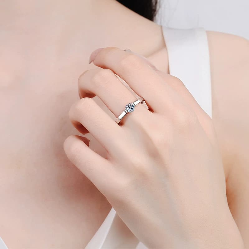 Round Solitaire Ring — 925 Sterling Silver — image 2